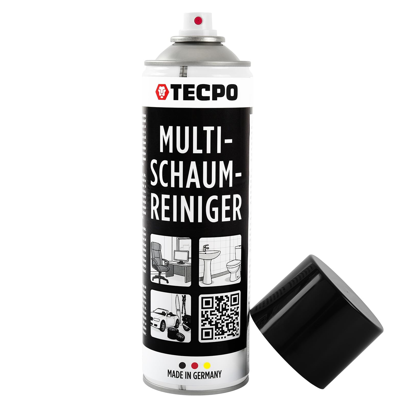 TECPO 24x Multi Schaum Reiniger, 500ml Kfz Reinigungsmittel für Innenraum, Kunststoff, Scheiben, Polster, Glas, Metall Autopflege Aktiv Reiniger