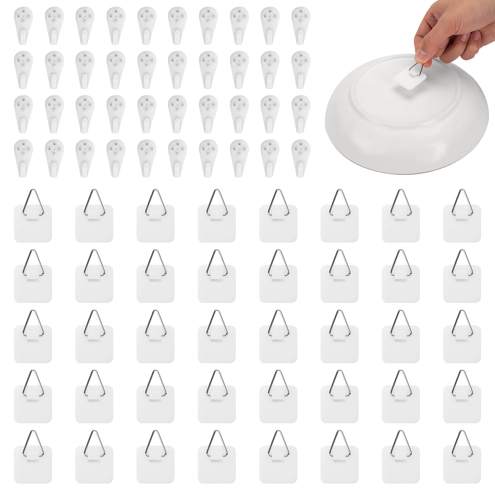 Bilillo 40PCS Adhesive Plate Hangers