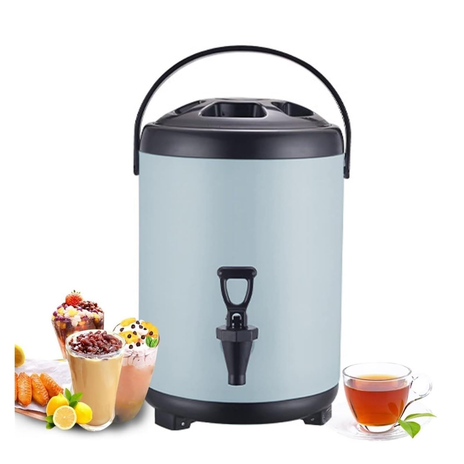 Hot Cold Beverage Dispenser Stainless Steel with Faucet, Portable Handle, 6L/8L/10L/12L Large Capacity - Ideal for Office, Home, Parties, Catering Events