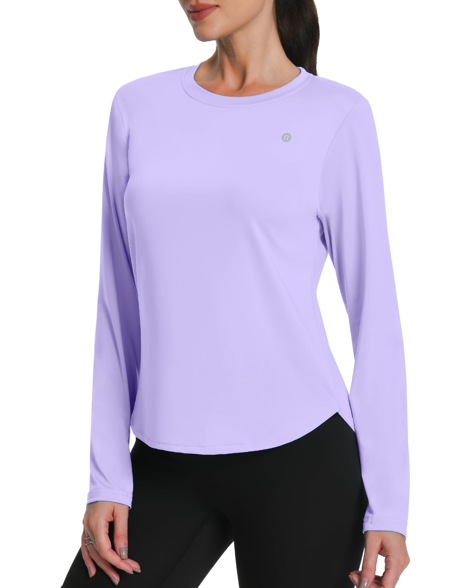 Runhit Sportshirt Damen Langarm, UPF 50+ UV Shirt Funktionsshirt Locker Atmungsaktiv Schnelltrocknend, Leichtes Laufshirt mit Daumenloch & Schlitzsaum für Fitness Yoga Outdoor Sport