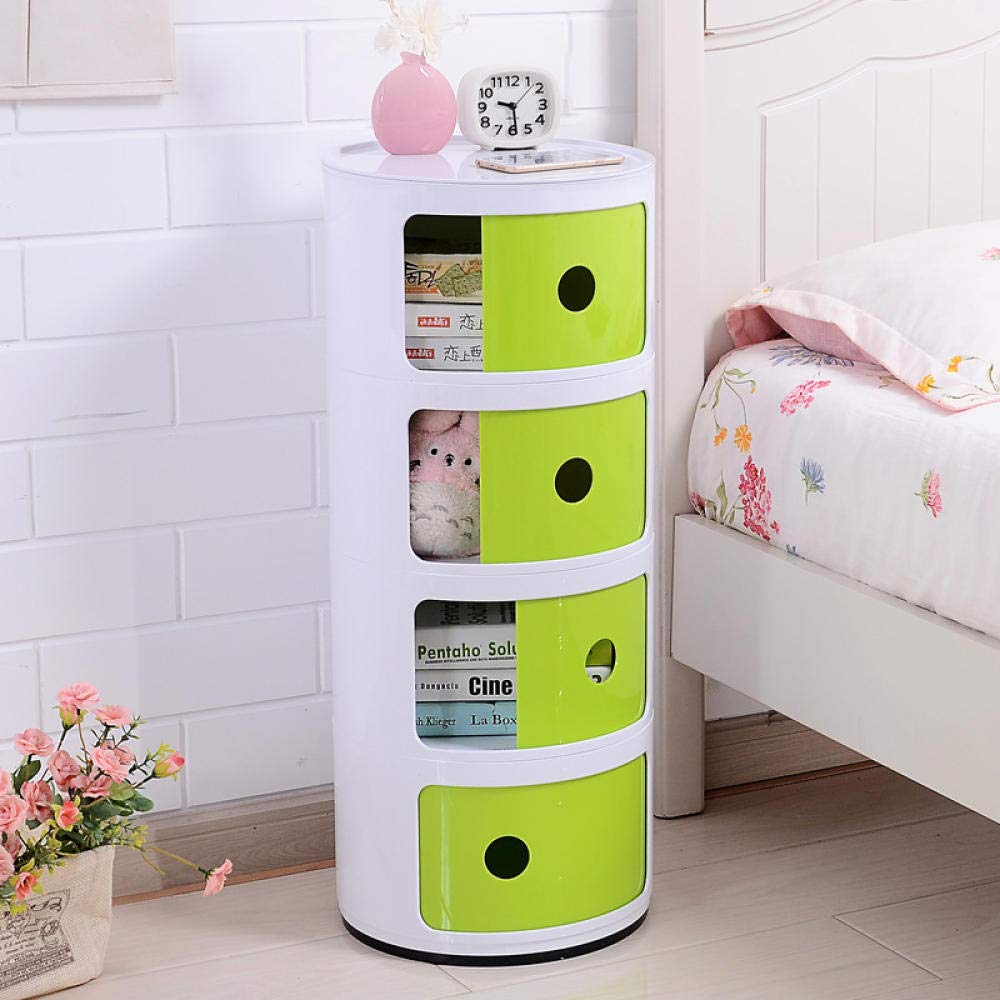 Mesita de noche para dormitorio moderno pequeño armario plástico 4 capas