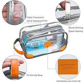 Lermende Toiletry Bag, Clear Shaving Dopp Kit for Men Travel Toiletry Bag Unisex Bathroom Toiletries Organiser Travel Gift for Christmas (Light Grey)