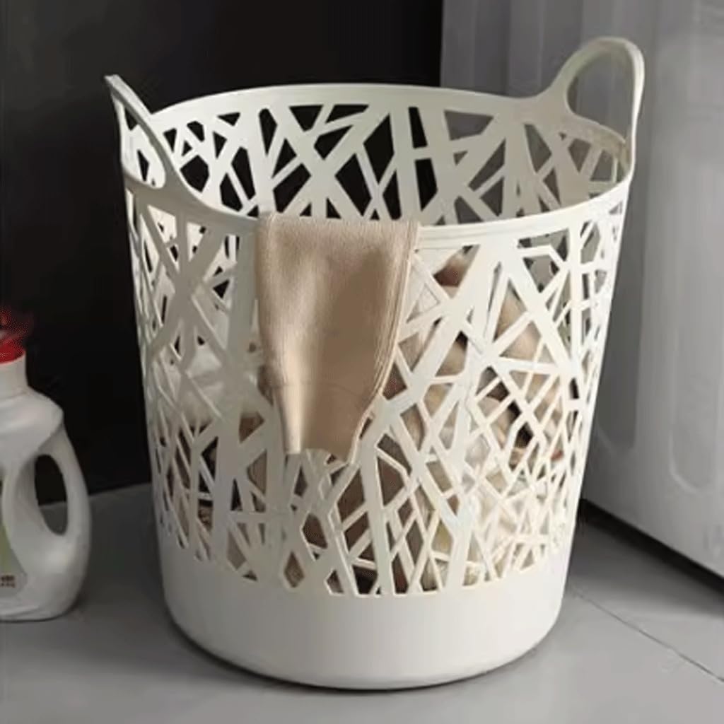 Cesto portabiancheria portatile in plastica, cesto portabiancheria traspirante con manici, cesto per vestiti sporchi per la camera da letto della lavanderia del dormitorio