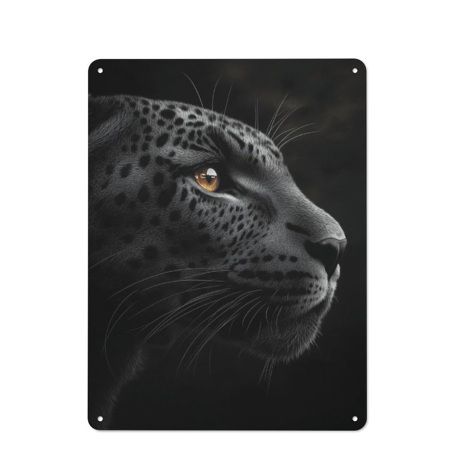 Junmoney Black Panther Close-Up Tin Wall Plaque 40X30cm With For Garage Or Workshop, For An Autumn Wall Display In Garage And Workshop