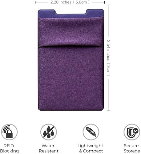 Miniatura 6 de Cartera para tarjetas de teléfono con bloqueo RFID, doble bolsillo seguro, ultra delgado, autoadhesivo, funda para tarjetas de crédito, funda para