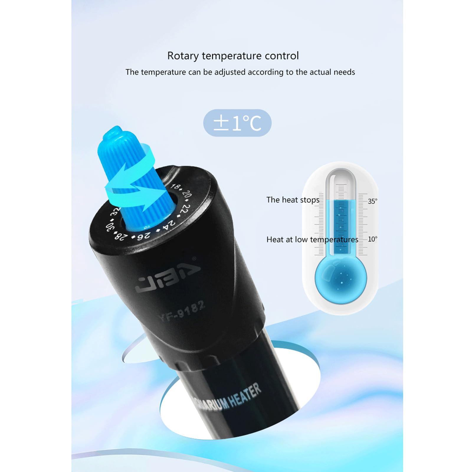 Asta riscaldante per Acquario per Acquario Riscaldatore Automatico antideflagrante a Temperatura costante con indicatore di Funzionamento, 50 W (200 W)
