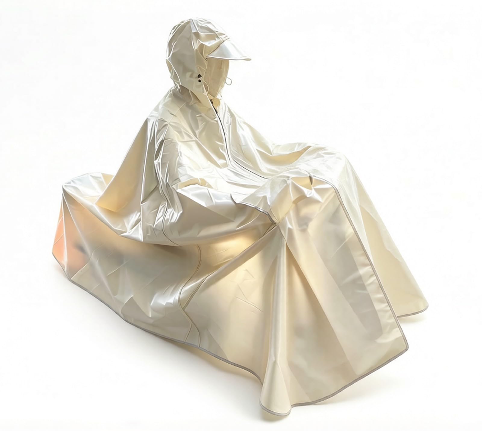 ImperméAble pour VéLo ÉLectrique, Poncho Unisexe Adulte à Fermeture ÉClair Rapide au Col Et Large Bord pour Les Trajets Quotidiens des Femmes(Milk Color,4XL)
