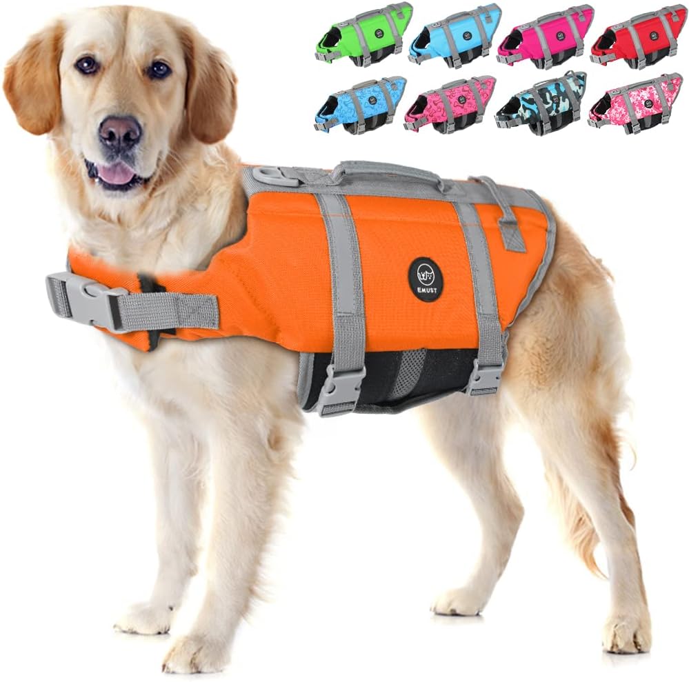 EMUST Dog Life Jackets, Dog Life Vests for Swimming, Beach