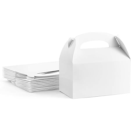 ValBox Treat Boxes 30 Pack White Paper Gable Gift Boxes - Goodies Favor Box for Kids' Birthday Party, Wedding, Baby Shower, 6.2 x 3.5 x 3.5 Inches