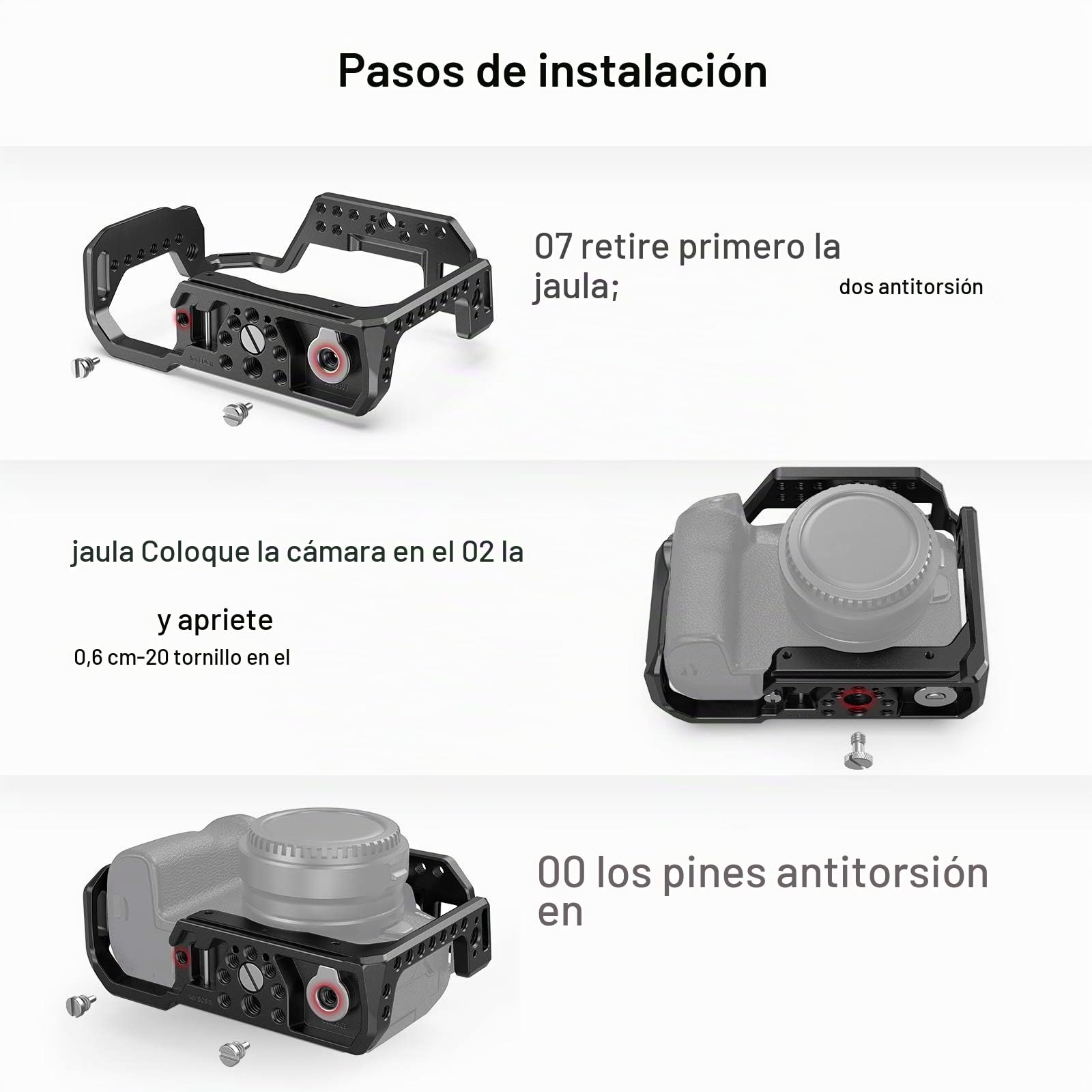 (Nueva Versión) SMALLRIG R Cage Jaula para Canon R, Cage con Cold Shoe Incorporada y Diseño Anti-torsión - CCC2803