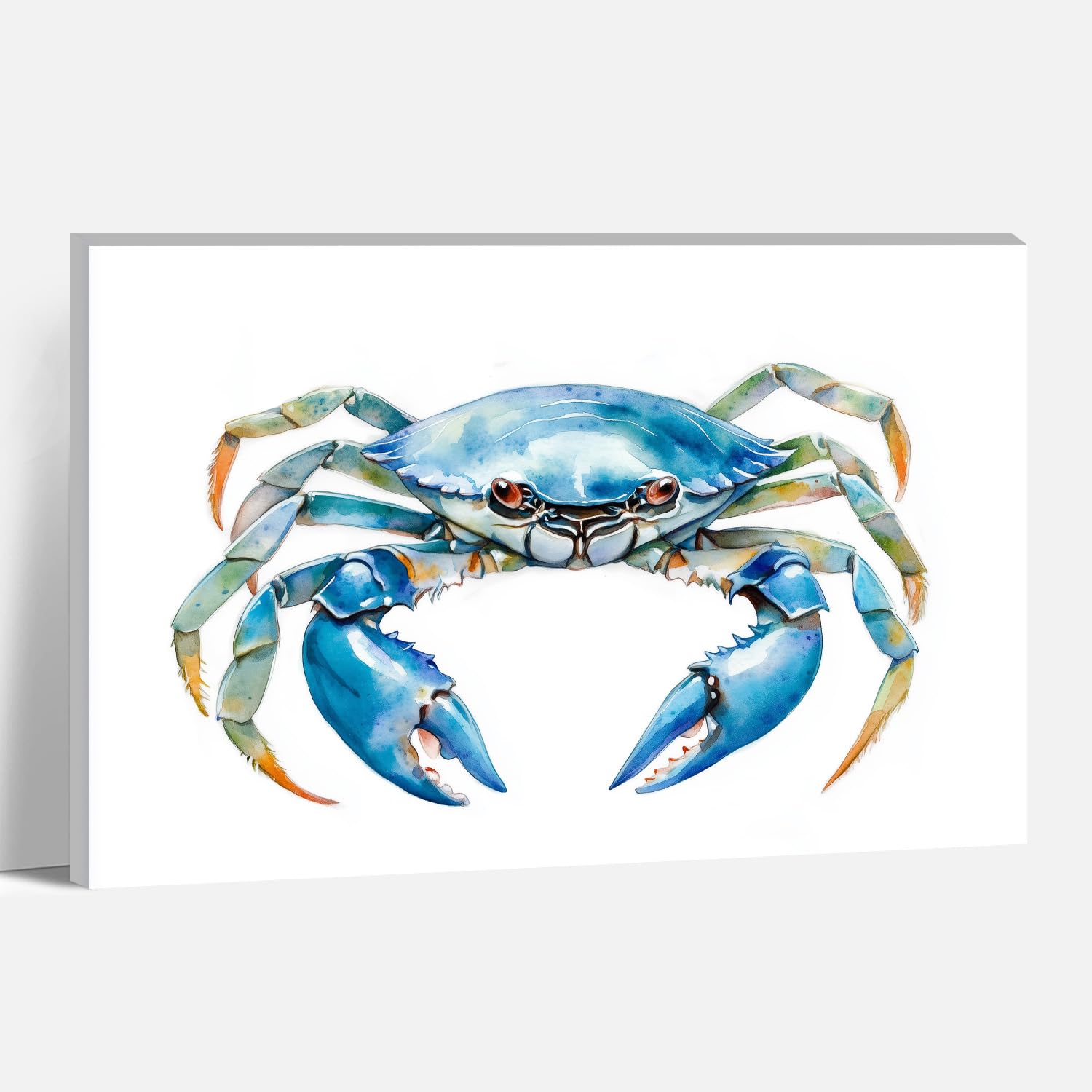 Crab Canvas Wall Art Sea Animal Marine Life Picture Blue Crab Painting Minimalism Prints Home Bathroom Living Room Wall Decor Framed(Art-5,24.00"