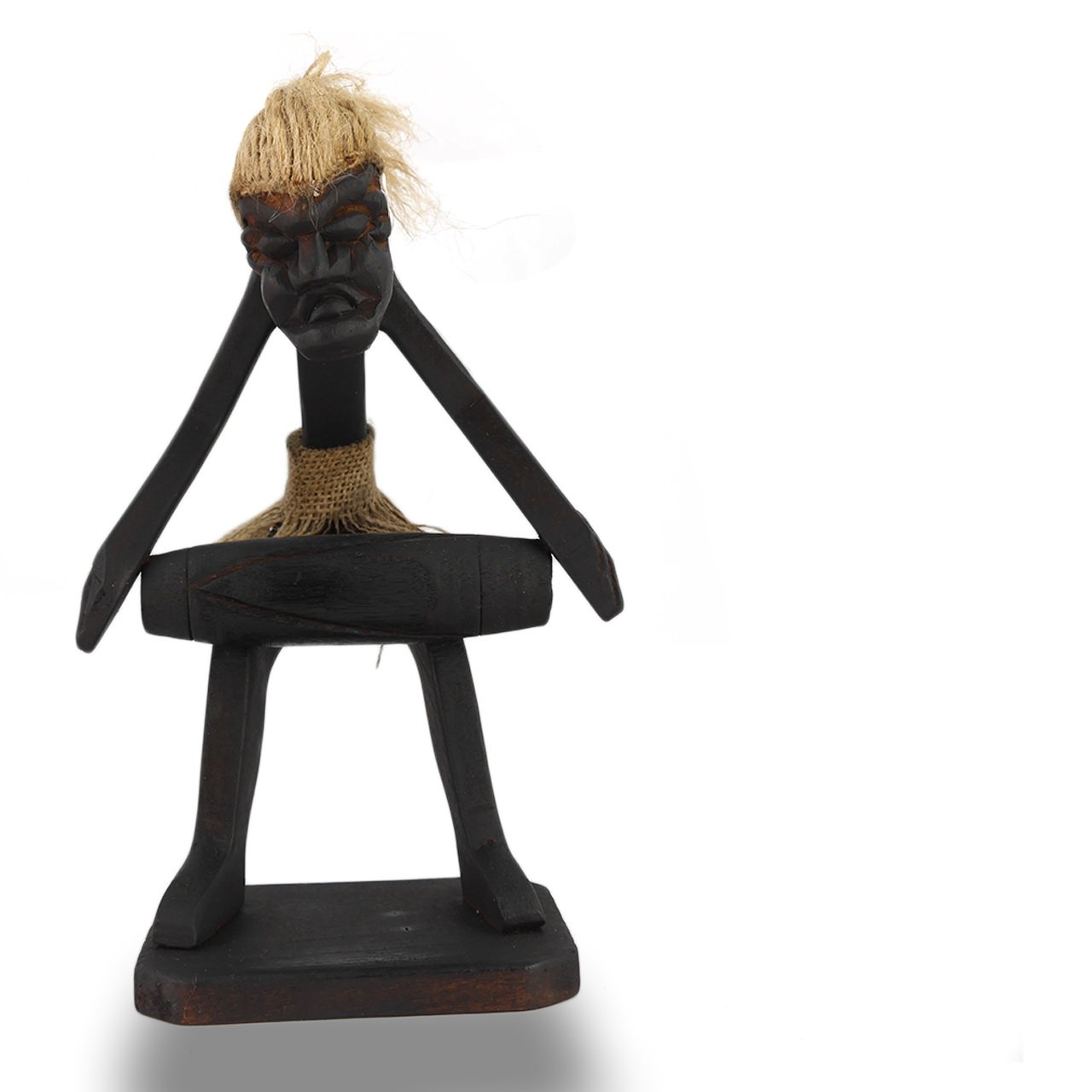 ART-CRAFT AS007Asmat Musiker mit Bongo aus Holz dunkel gefär