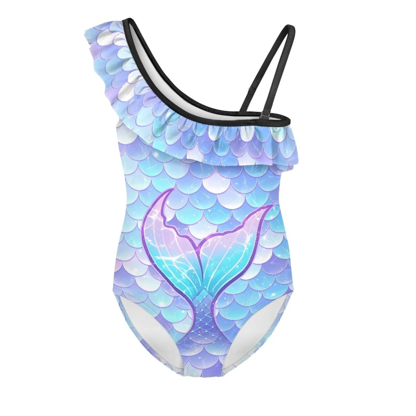 Girls One Piece Bathing Suit,Slim-Fit Ruffle Strap Swimsuit with Adjustable Strap Quick Dry Summer Beach Swim Suit