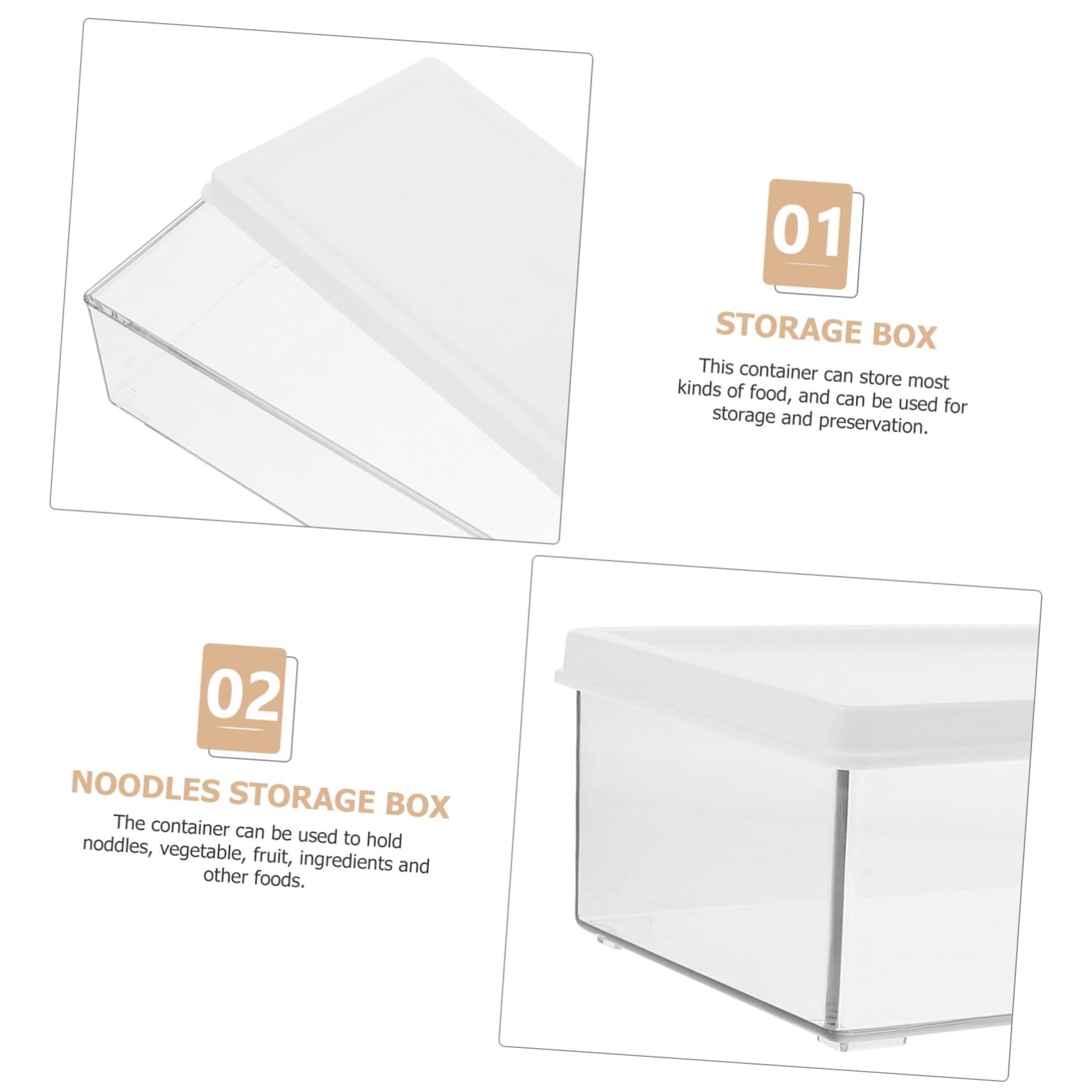 OUNONA Caja de Conservación para Refrigerador de 2 Piezas Diseño Elegante, Material Pe y As, Superficie Lisa para Almacenamiento de Pasta y Frutas en Ambiente Hogareño