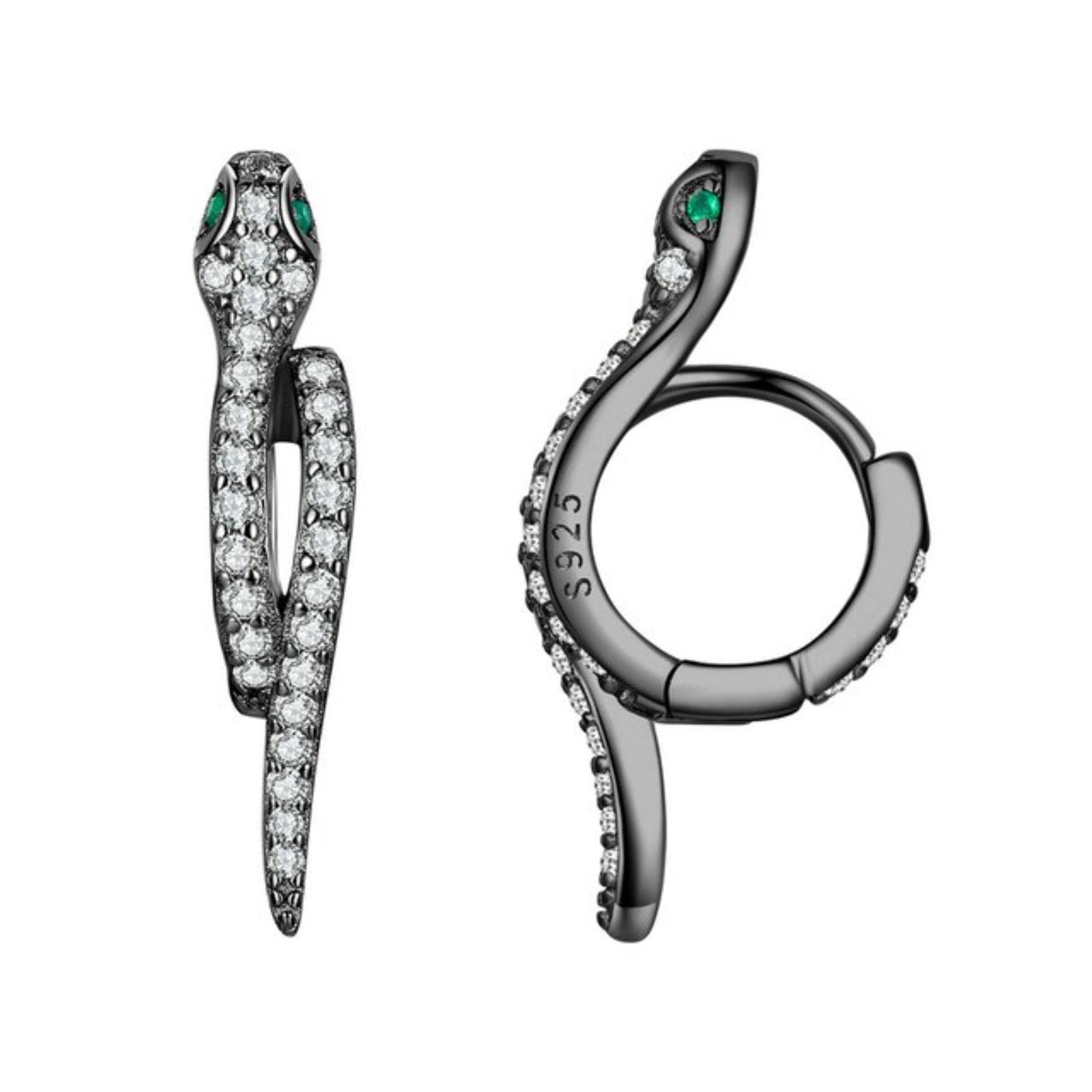 WEAV 925 Sterling Silver 3d Snake Earrings For Women Shiny Zircon Snake Ear Buckles Statement Fine Jewelry Party Gift