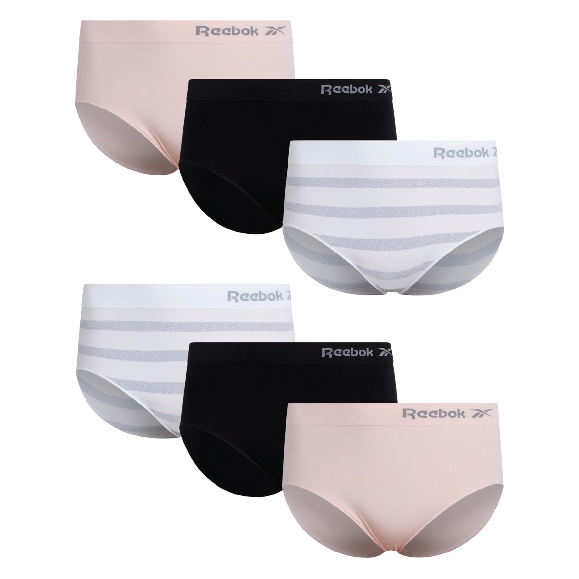 Reebok Womens Briefs - 6 Pack Performance High Waisted Seamless Underwear