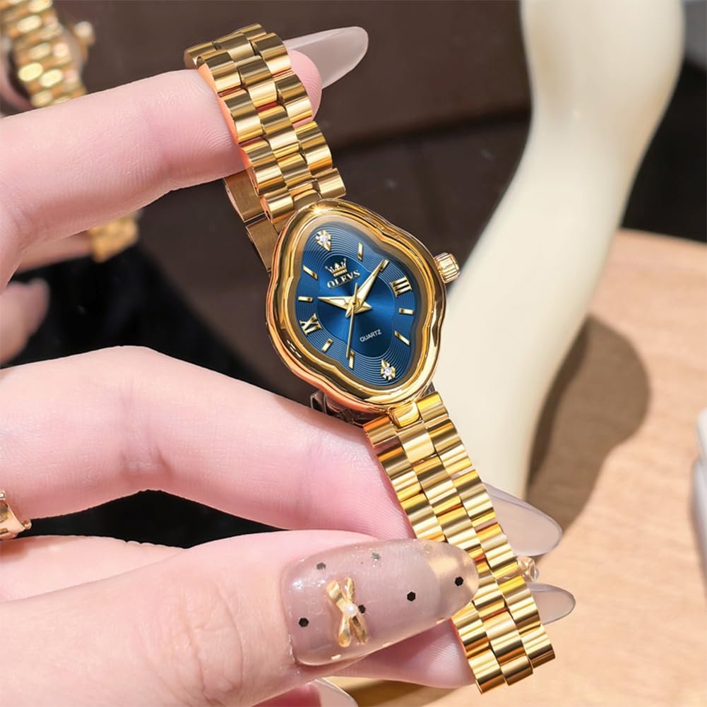 OLEVS Womens Watch Rose Gold Diamond Elegant Ladies Wrist Watch Stainless Steel Ceramic Two Tone Bracelet Waterproof Luminous