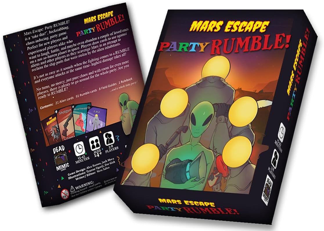 Mars Escape Party Rumble, Strategic Card Game, 3-8 Players, Ages 15+, 15-45 Min Playtime