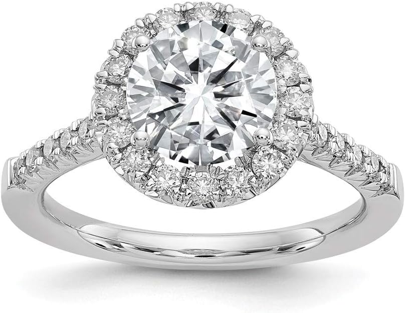 14k White Gold 1 1/2ct. G H I True Round Halo Moissanite Engagement Band Ring Size 7.00 Smx Fine Jewellery For Women Gifts For Her