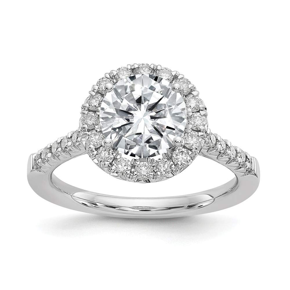 14k White Gold 1 1/2ct. G H I True Round Halo Moissanite Engagement Band Ring Size 7.00 Smx Fine Jewellery For Women Gifts For Her