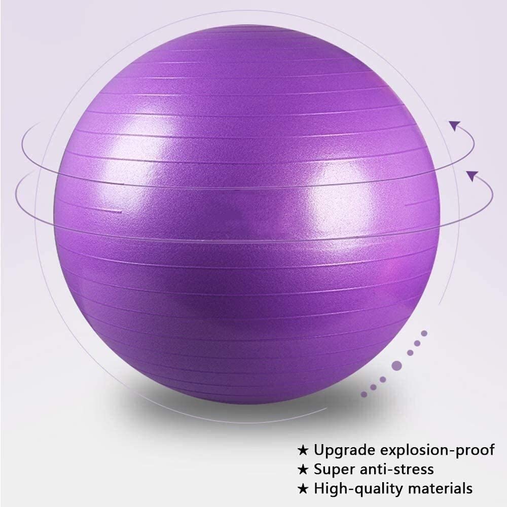 Piłka fitness Gym Yoga Ball Pilates Ball, odpowiednia do domowego biura Fitness Trening równowagi Piłka wspomagająca poród(Grigio,65cm)