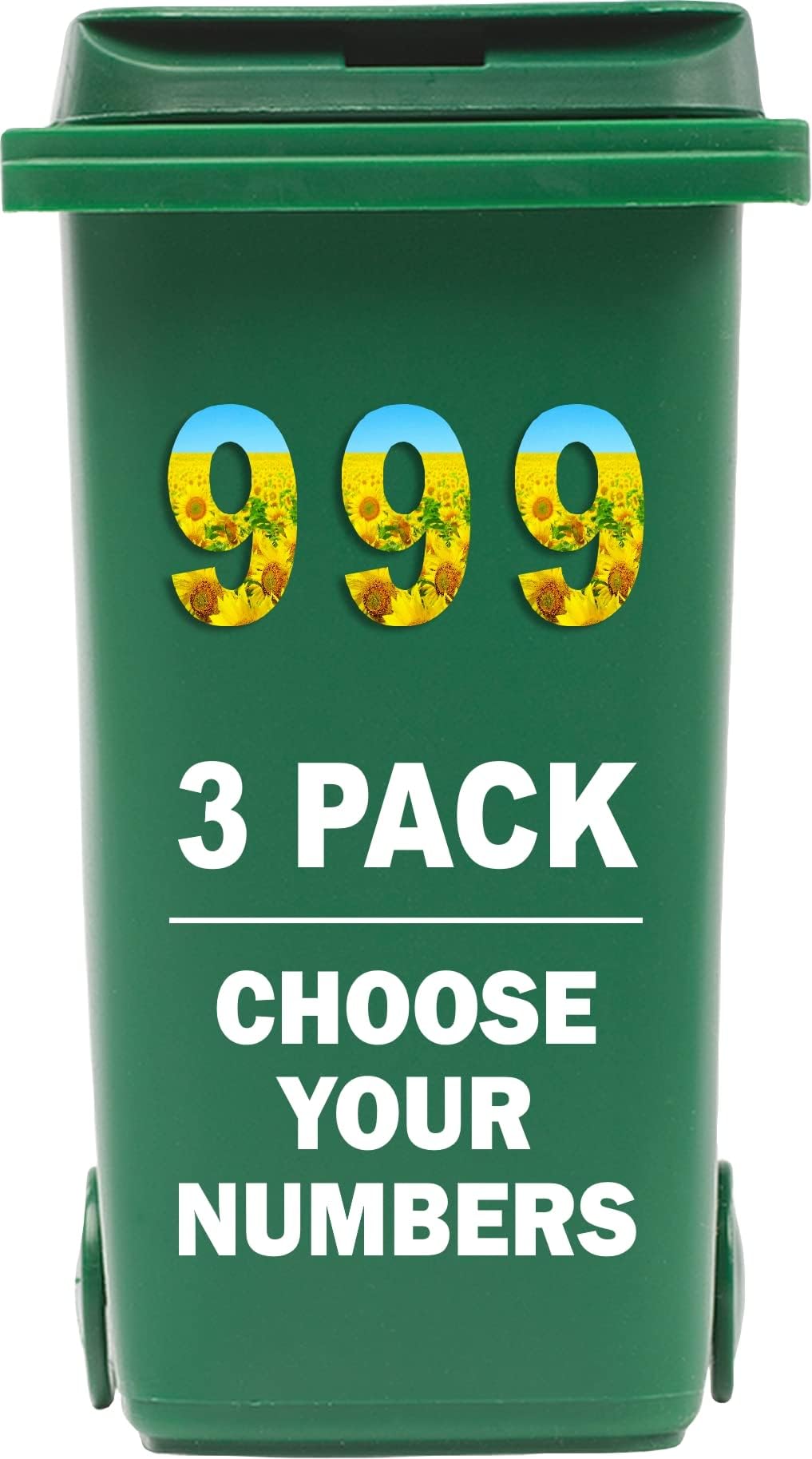 Rubigo Multicolour 3 X Bin Numbers For Wheelie Bins, 0-9, Sunflower Dustbin Stickers, Easy Application 17.5Cm Stick On Number Stickers - Weatherproof Self Adhesive Vinyl (9)