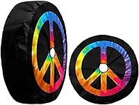 Vista 3 de Foruidea Chic Tie Dye - Funda de repuesto para neumático de repuesto con agujero de cámara de respaldo, cubierta de neumático para remolque, RV, SUV
