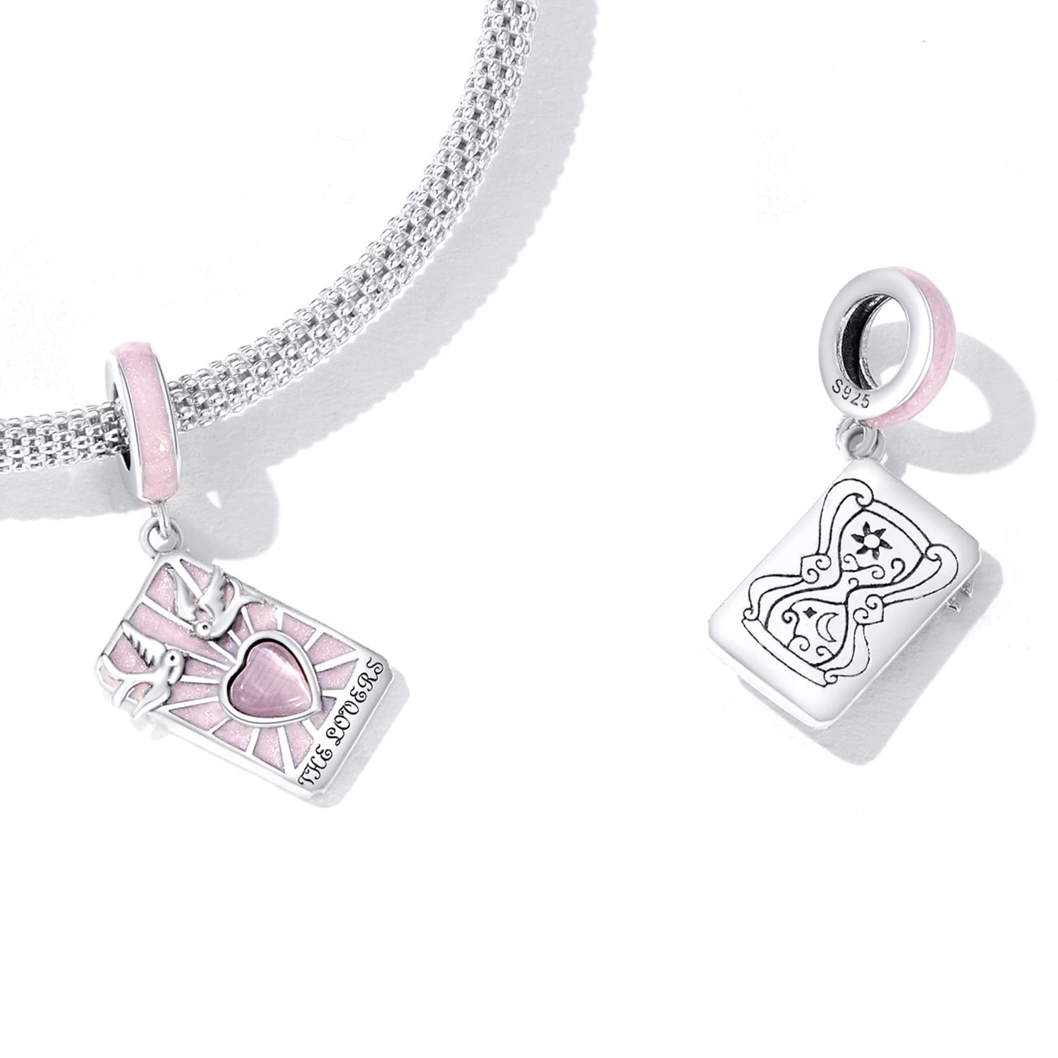 Gioielli donna, accessori, regali, ciondolo carte dei tarocchi per amanti, in argento sterling 925, adatto per bracciali e collane.