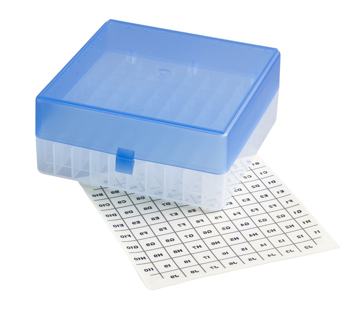 plásticos RTP/72101-ni caja de almacenaje con palo en cuadrícula, Capacidad: 100 portaobjetos, polipropileno, azul, 1