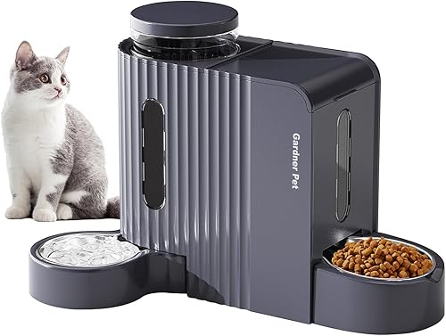 Miniatura 12 de Gardner Pet - Comedero automático para gatos por gravedad y dispensador de agua de acero inoxidable, juego dos en uno de gran capacidad para