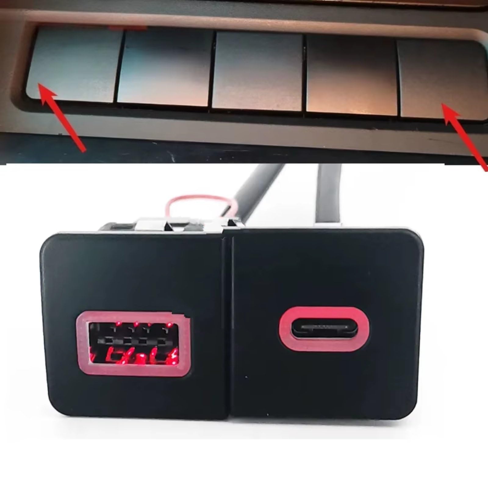 Faro Modulo Driver Presa USB Console Compatibile Con Golf 6 Jetta 5 2006-2012 Auto Per Presa Caricabatterie QC3.0 PD Per Adattatore Alimentazione Ricarica Di Tipo C