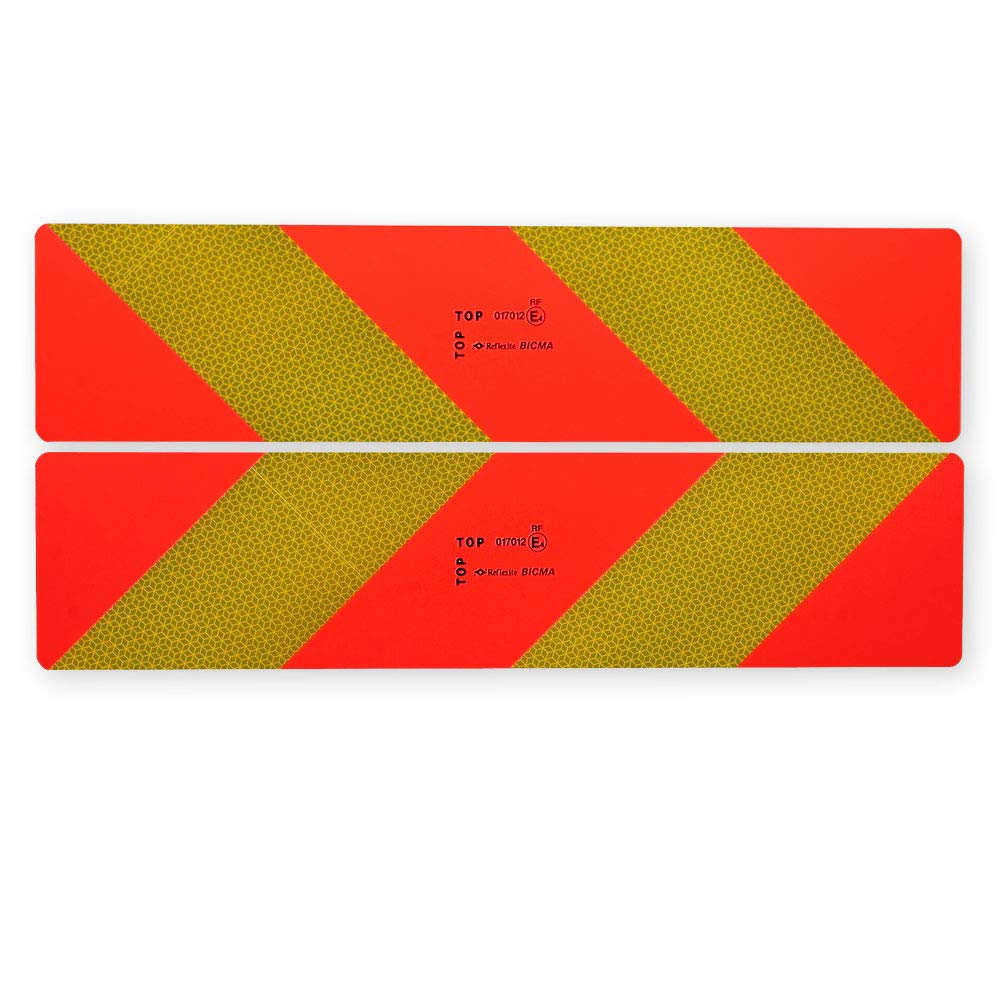 Lot de 2 panneaux d'avertissement 565x 196 mm en Alu pour semi-remorque et remorque ECE 70.01 - Réflecteur - Réfléchissant