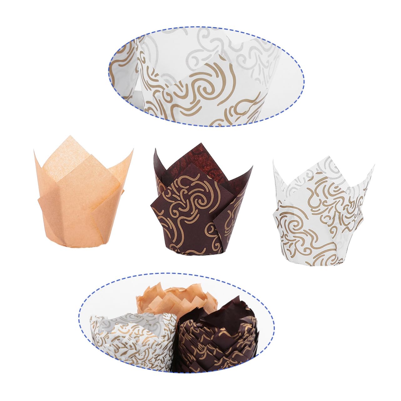 MAGICLULU Lot De 3 Moules À Muffins Accessoires Pour Gâteaux Gobelets En Papier Huilé Pour Événements 150 Pièces X 3