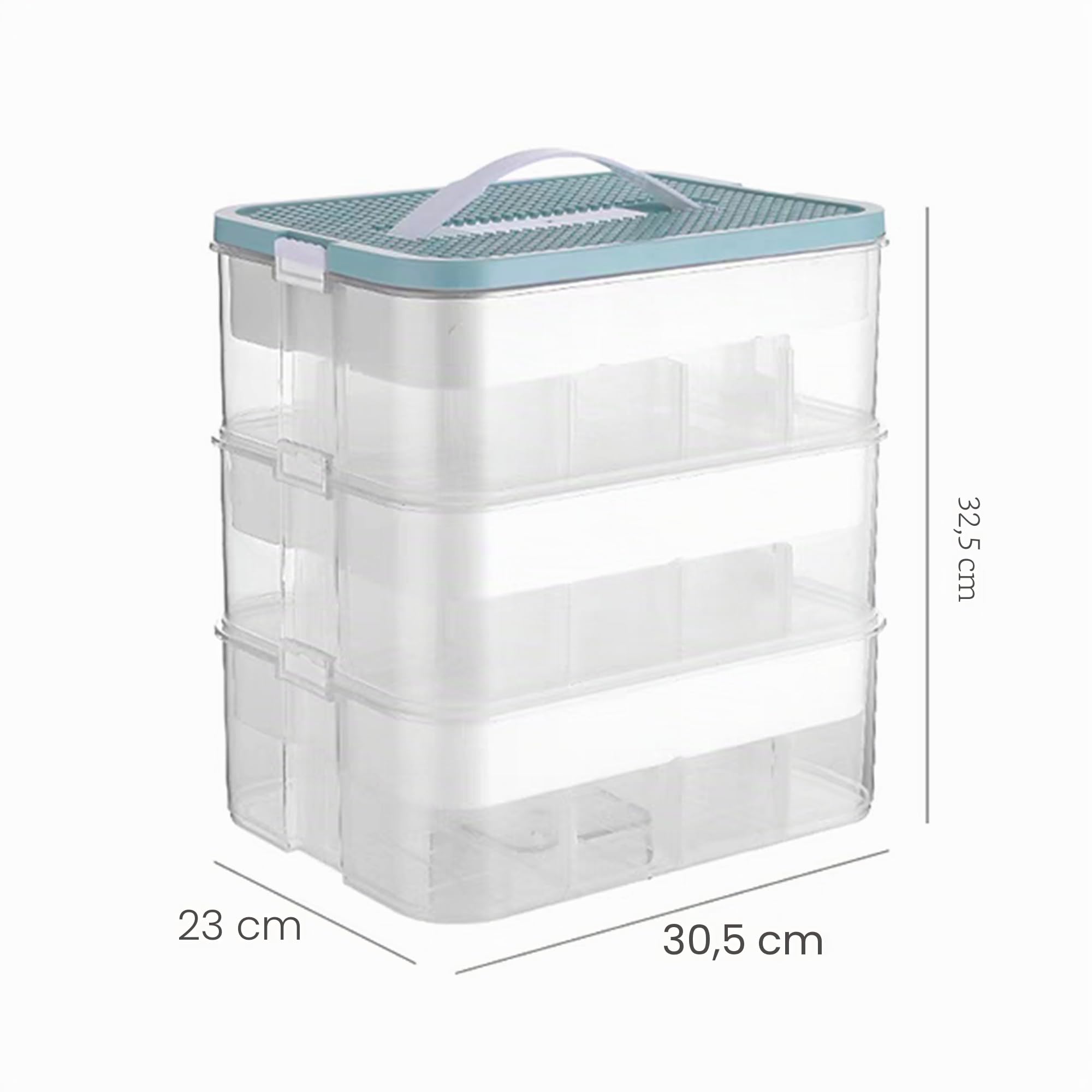 Caja de Almacenamiento para Niños con Tapa para Bloques de Construcción Juguete Compartimentos de Apilables Juguetes Clasificación de Plástico Caja Transparente de Piezas Pequeñas 3 Capas Color Azul