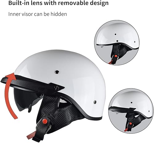 Miniatura 2 de Medio casco de motocicleta con visera solar para hombres y mujeres, casco para adultos, scooter, ATV, Cruiser aprobado por DOT