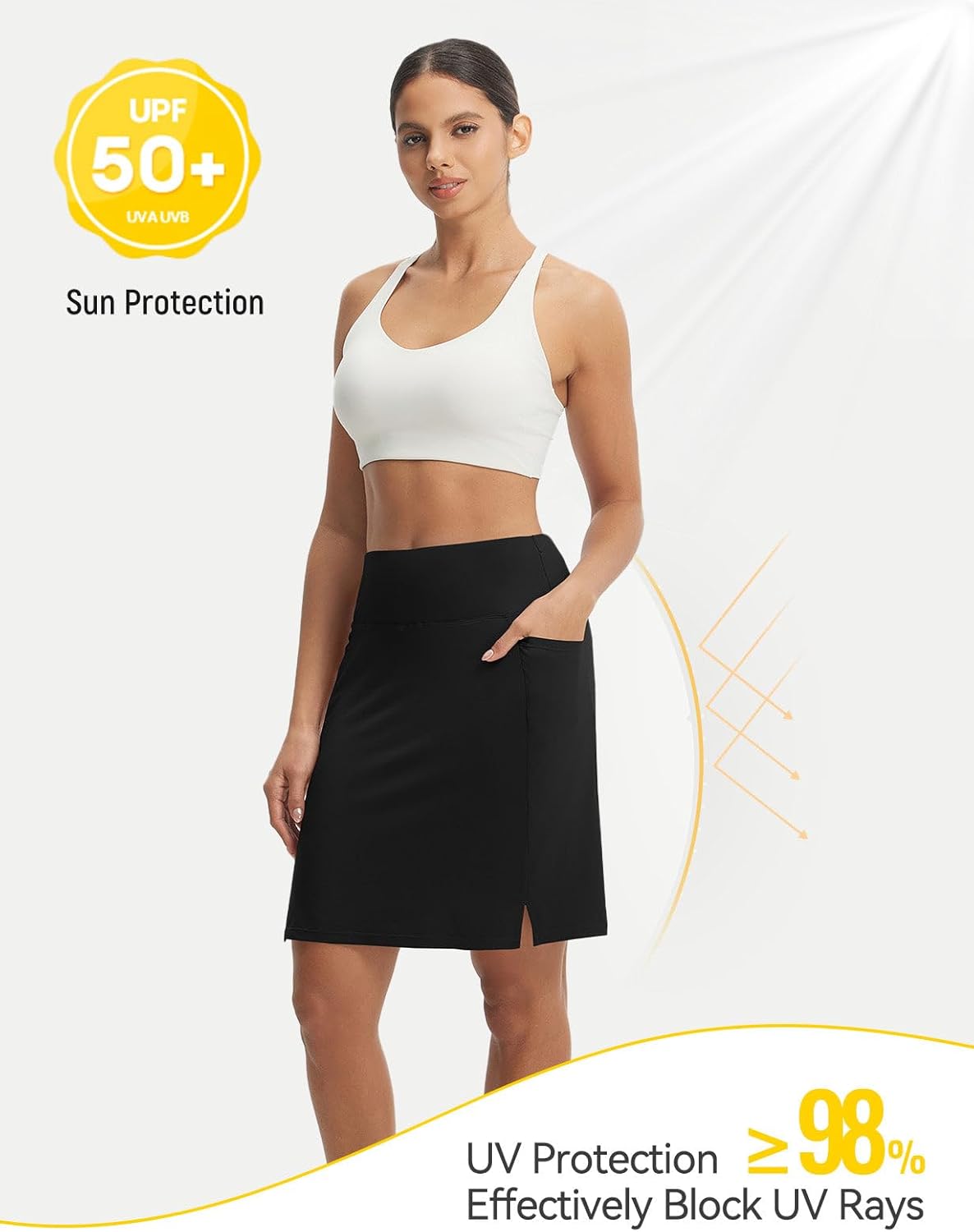 baleaf Women's 20" Knee Length Skorts with 4 Pockets Golf Skirts for Women UPF50+ Athletic Tennis Causal - Image 4