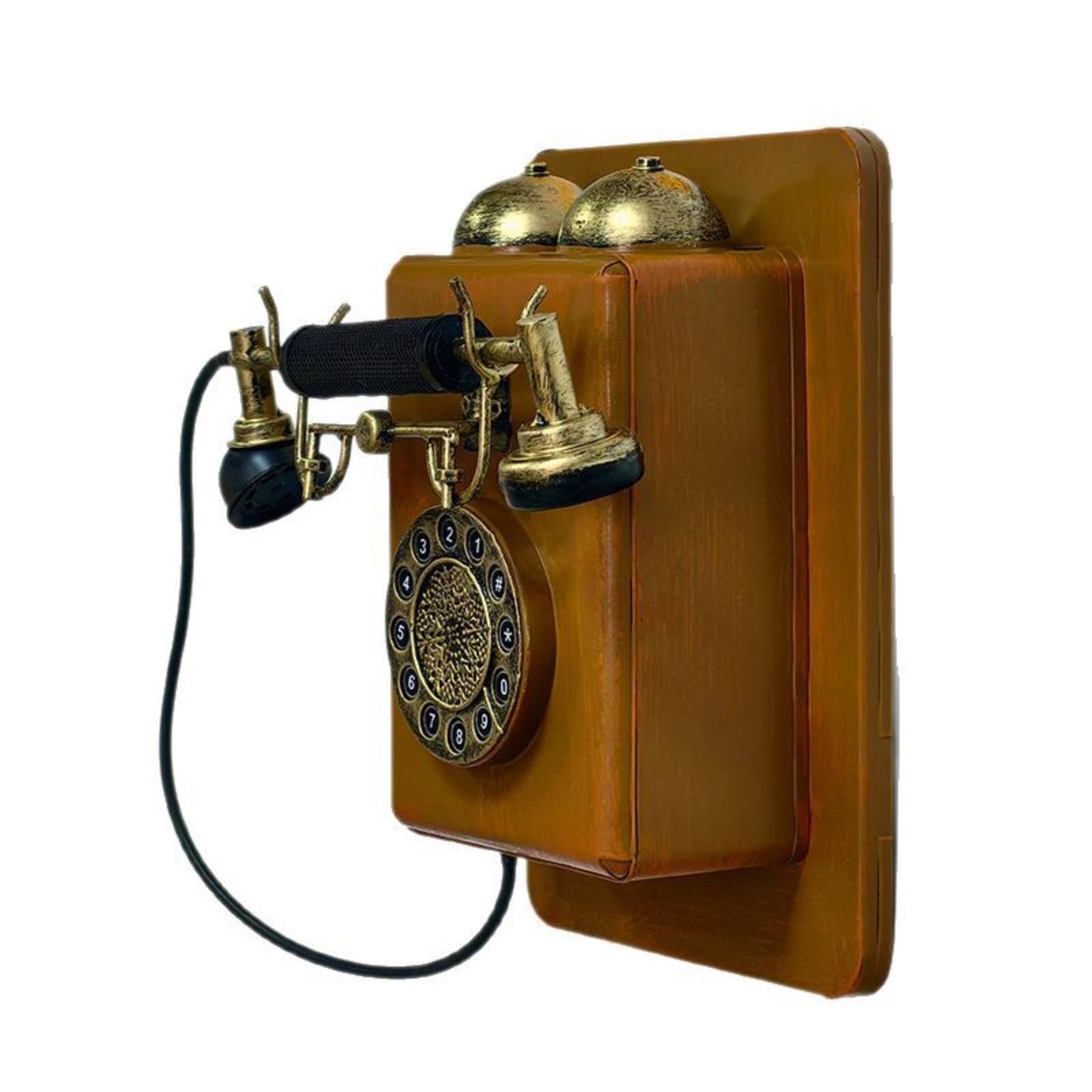Teléfono antiguo de pared KiBcsLic pieza llamativa retro de madera 8