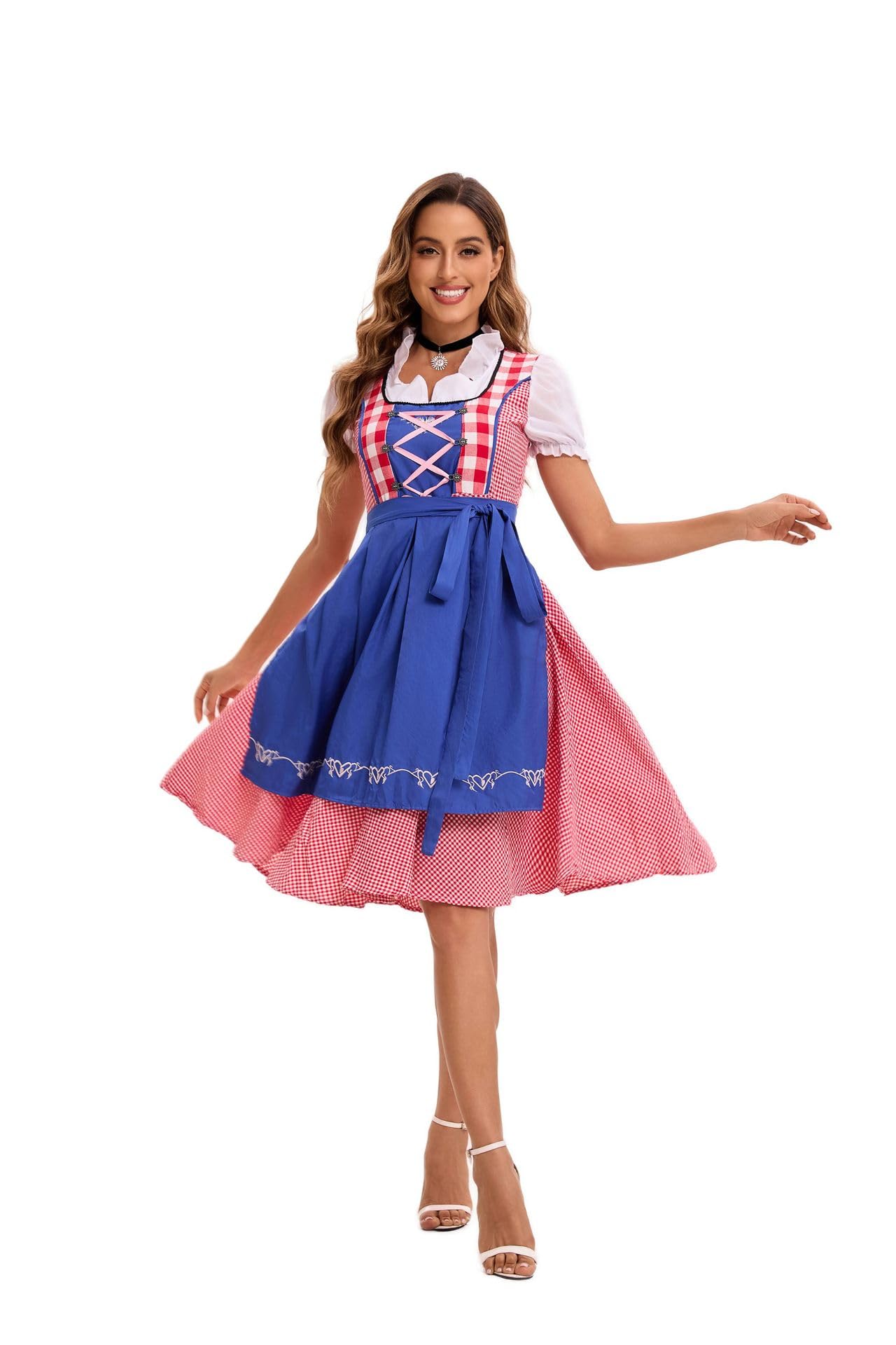 thematys Dirndl midi con grembiule Donna | Camicetta Dirndl | Oktoberfest | Abito in costume tradizionale | Abbigliamento in costume tradizionale - Set di costumi | Carnevale | taglia piccola