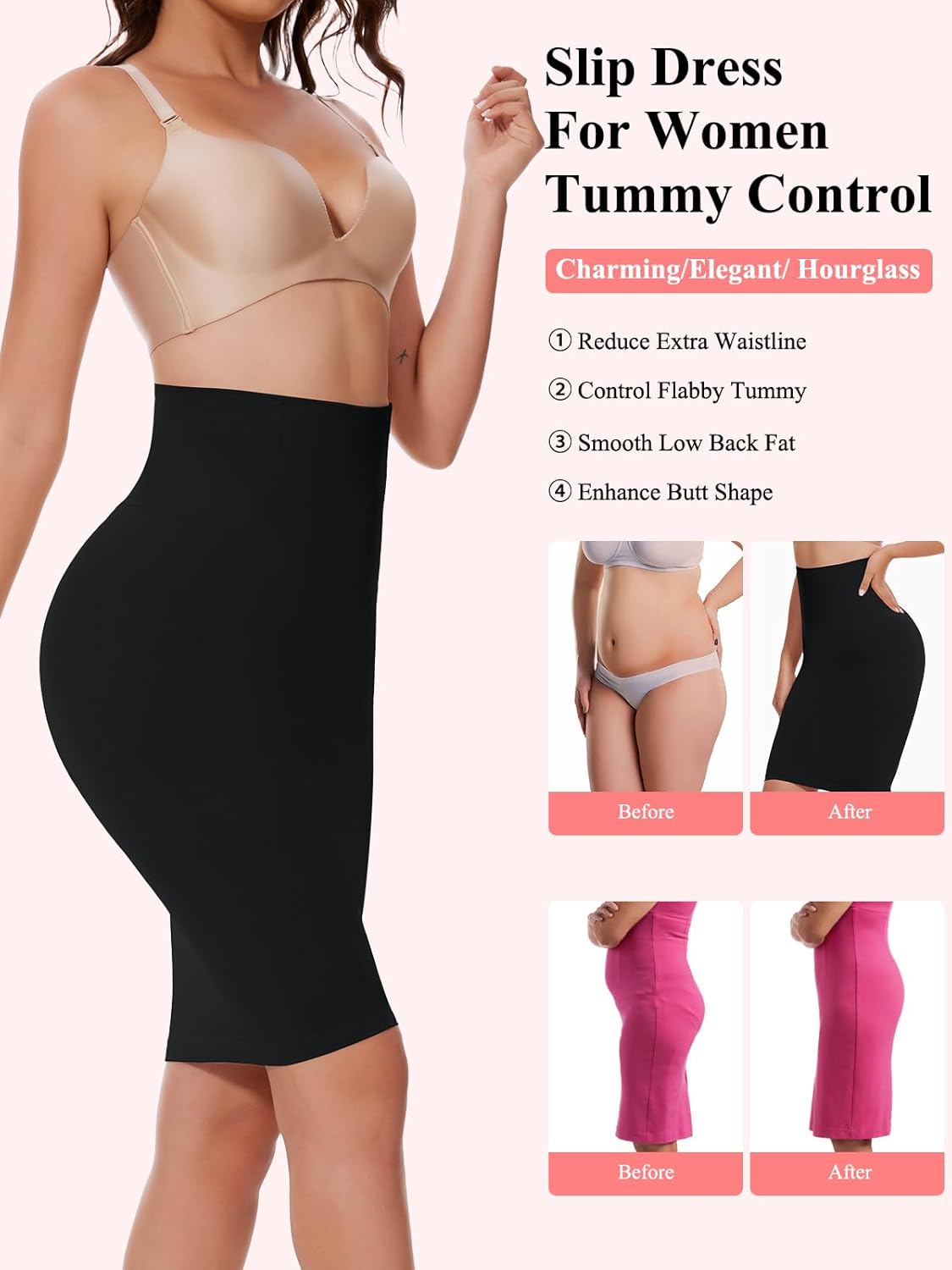 JOYSHAPER Shapewear Slip for Under Dresses Half Slip Tummy Control Dress Skirt Slip Body Shaper - Image 2