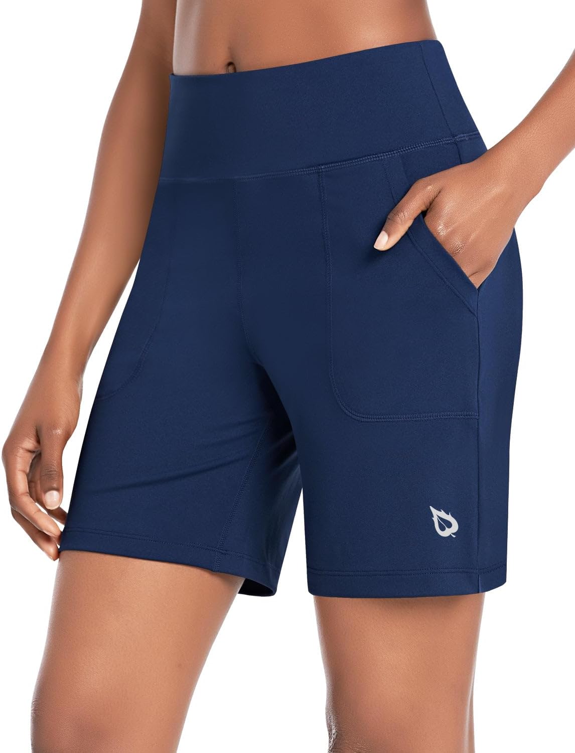 baleaf Bermuda Shorts for Women High Waisted 7'' Athletic Long Workout Running Shorts with 3 Pockets