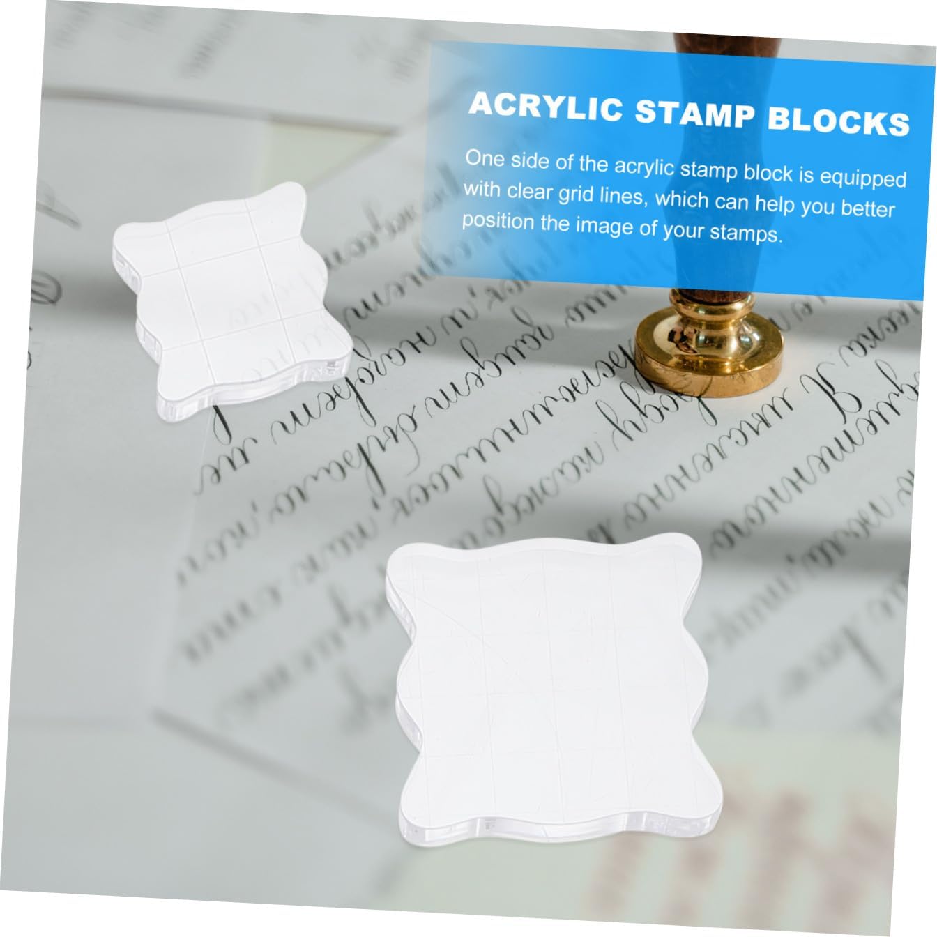 5pcs Acrylic Stamp Tool Set with Grid Lines for DIY Scrapbooking
