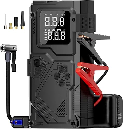 Miniatura 1 de Arrancador con compresor de aire  Batería de coche de 3000 A (todo gasolina10 L diesel), con inflador automático de neumáticos de 150 PSI, paquete