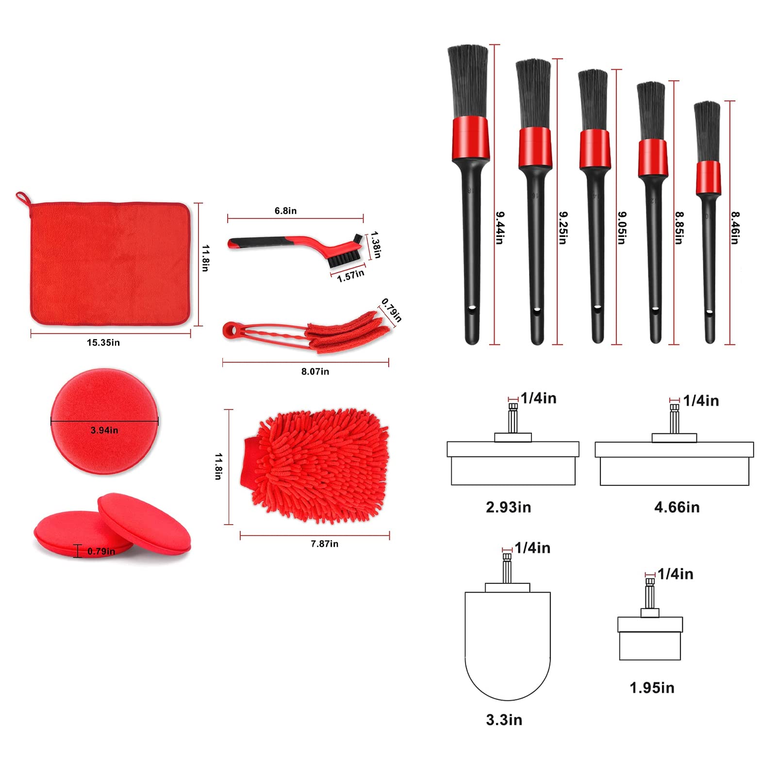 Auto Detailing Bürste, Tragbares Auto Detailing Bohrbürsten Set, Auto Reinigungswerkzeuge mit Detailing Bürste, für Räder, Armaturenbrett, Innen und Außenlüftungsöffnungen