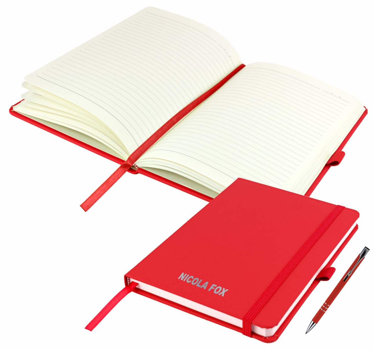 That's My Pencil A6 Pocket Journal Notebook/Note Pad- Personalised/Printed with Name with a matching pens (Red)