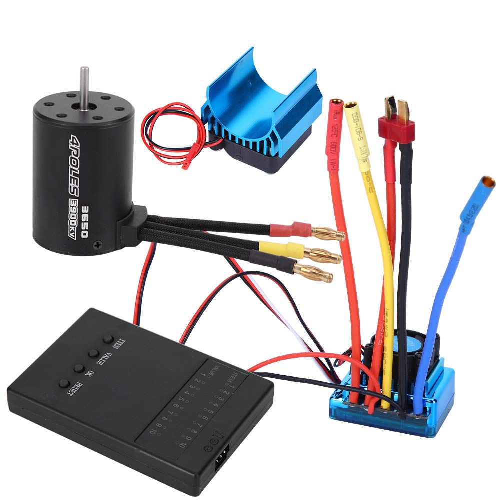 Kombinacja silników RC VGEBY, silnik 3650 3900 Kv + bezszczotkowy regulator + radiator + zestaw kart programowych Akcesoria kompatybilne z modelami samochodów RC (120A)