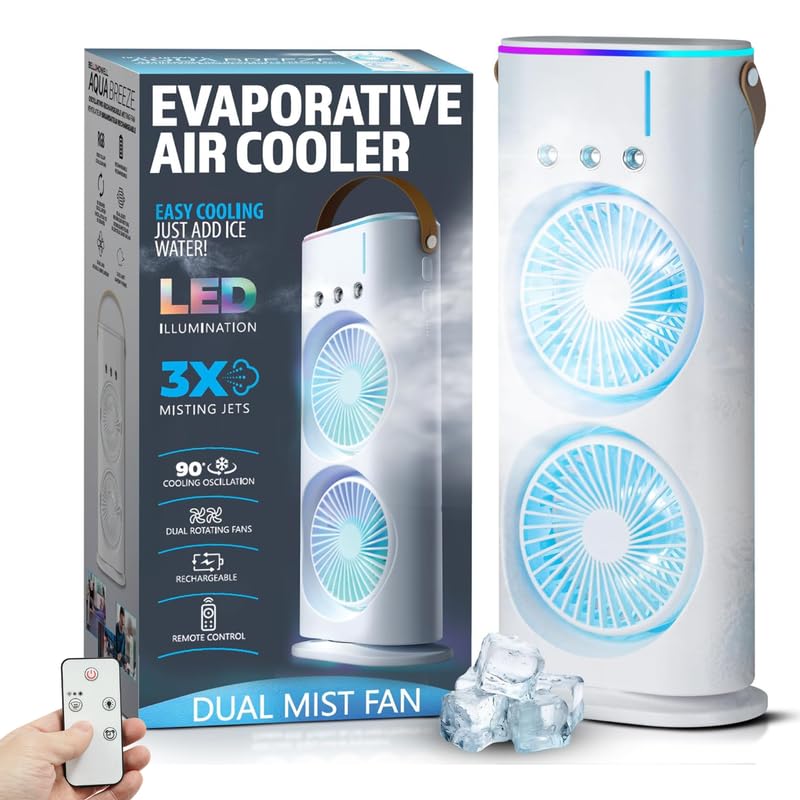 Image of Drumstone 𝟏𝟓-𝐘𝐞𝐚𝐫 𝐖𝐚𝐫𝐫𝐚𝐧𝐭𝐲 Double Ended Spray Fan with Mist Spray | USB Rechargeable Desk Fan, Travel Cooler Fan, Water Misting Mini Table Cooling Fan for Office & Home Use