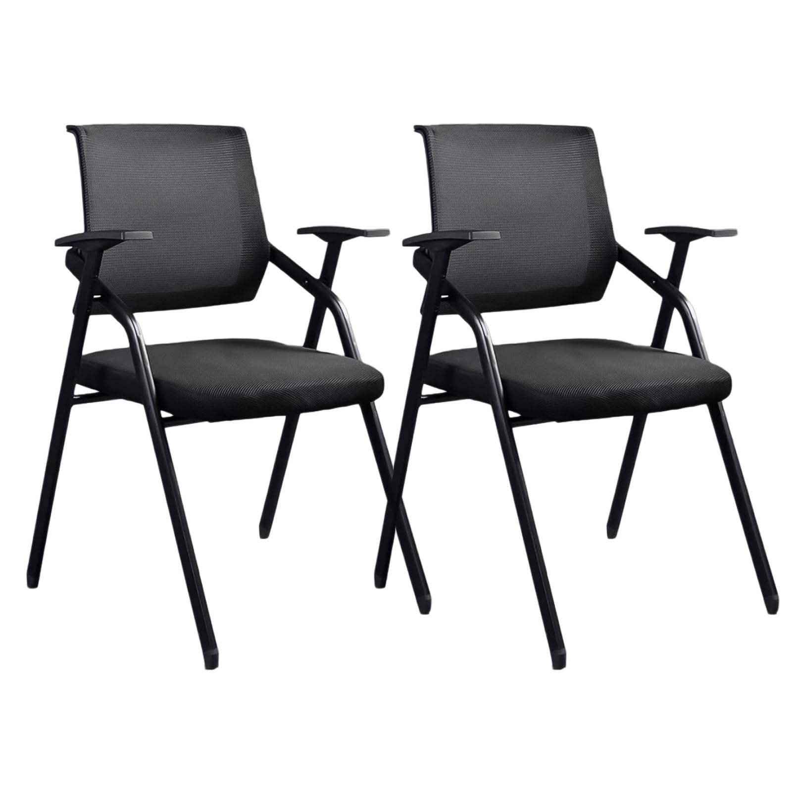 ASerZenith Set Of 2 Stackable Guest Chairs For Waiting Room Folding Conference Chairs With Armrests Office Reception Desk Seating Blue,Black-1
