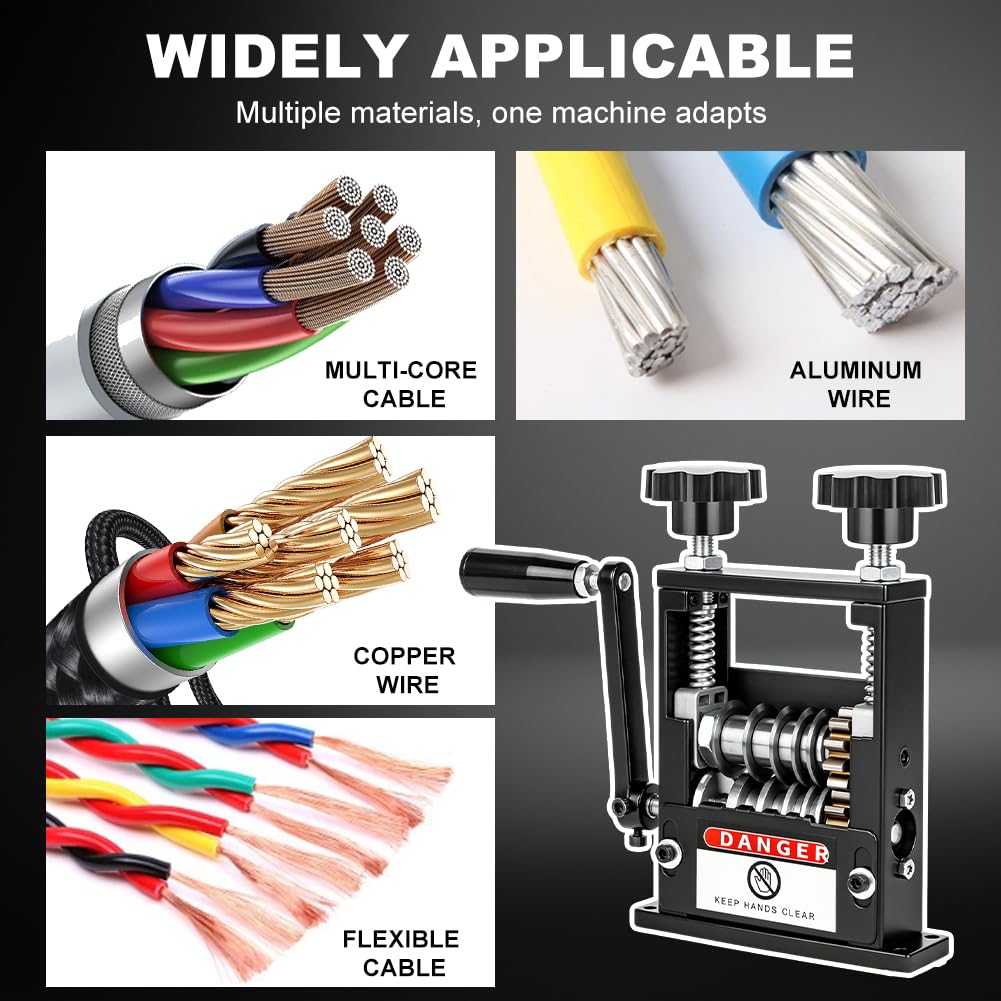 Machine à dénuder manuelle avec 6 canaux et 5 lames, pour perceuse et manivelle, pour câbles de 3 à 17 mm, éplucheur de câble, outil de dénudage, recyclage du fil de cuivre
