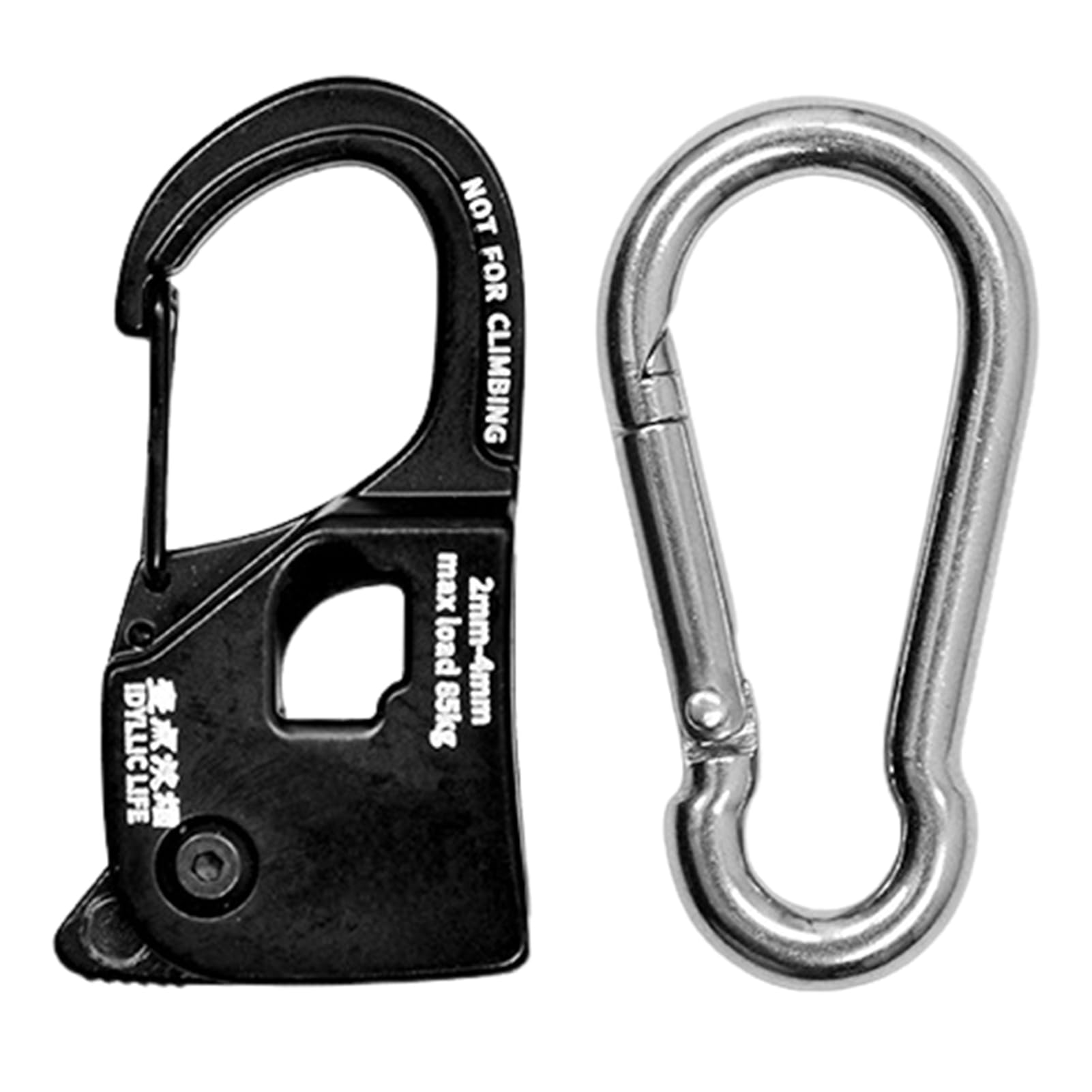 Altsuceser Cord Tightener - Rope Tensioner, Aluminum Carabiner Clip Camping Tent Cord Adjuster, Tie Down Rope Tightener with Carabiner Clip S-Sets