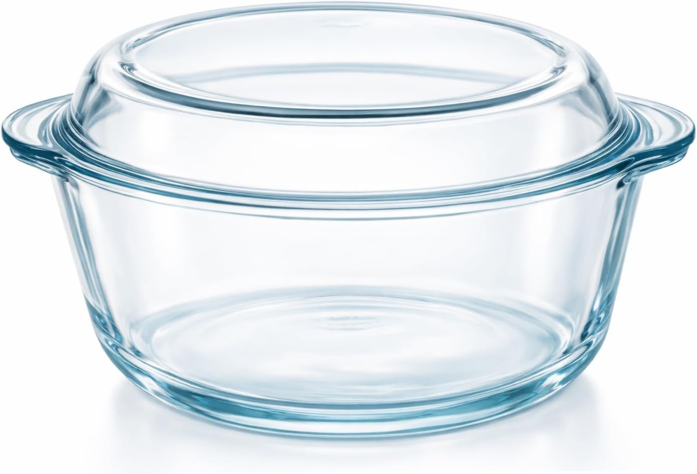 Ums 3.3 Quart Glass Casserole Dish with Lid, Round Glass Baking Dishes for Oven with Lid, Round Covered Casserole Dish, Microwave and Dishwasher Safe Clear Bakeware